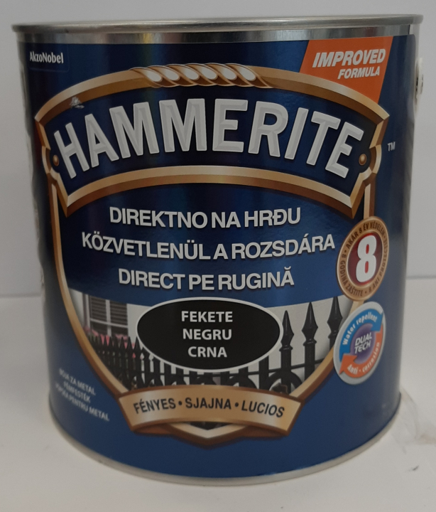 HAMMERITE FÉMFESTÉK 0,75L FÉNYES FEKETE hammerite4