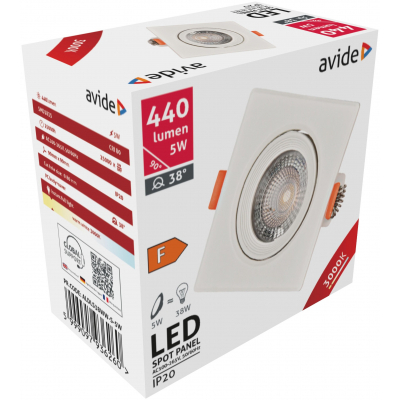 Avide LED Beépíthető Spot 38° Négyzetes 5W WW (ALDLS38WW-S-5W)