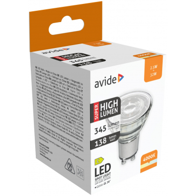 Avide LED Spot Alu+plastic 2.5W GU10 NW Super High Lumen (ABGU10WW-4W-AP)